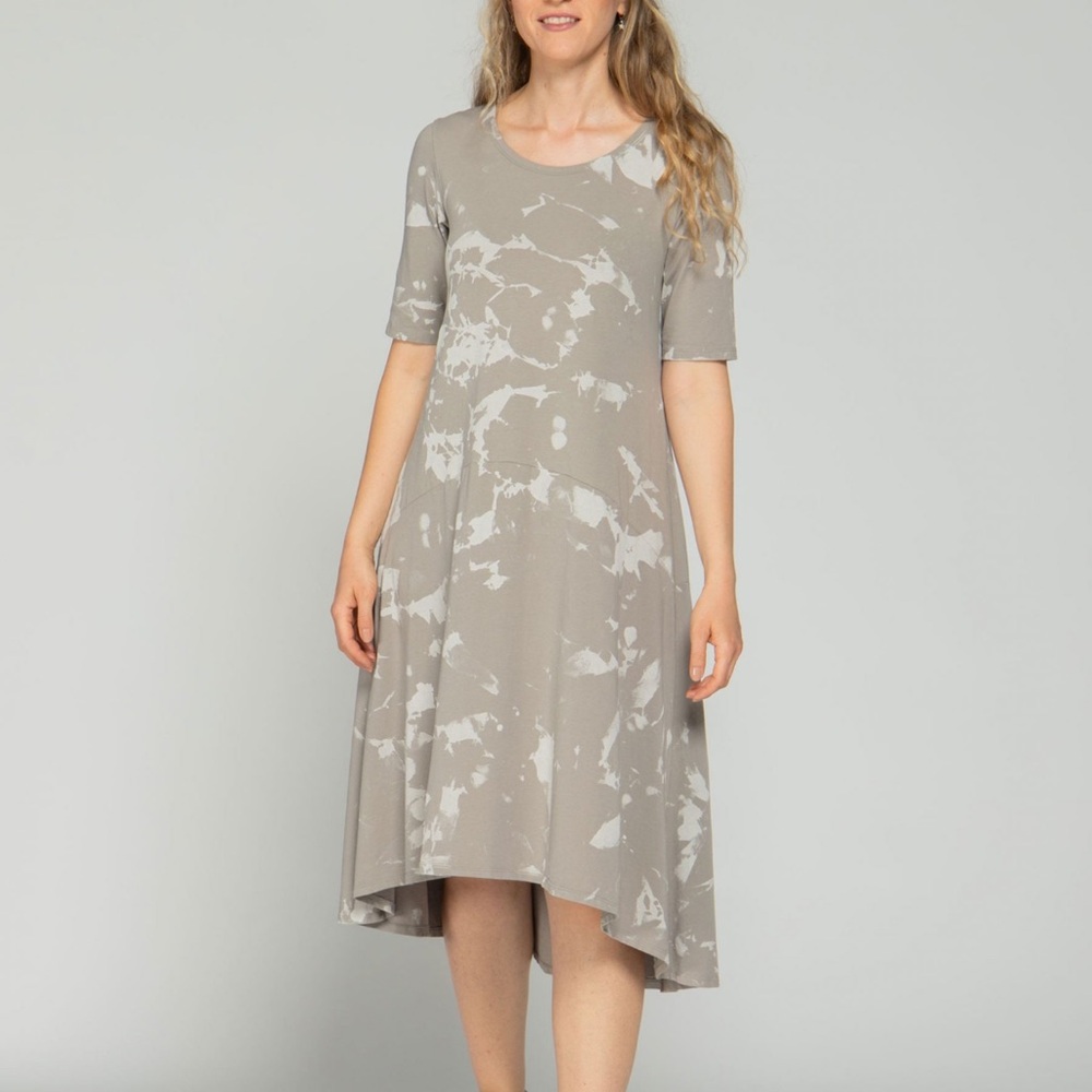 LUUKAA Earth Gray Shirt Tunic Dress Stone Lagenlook Layered Oversized boho US 16